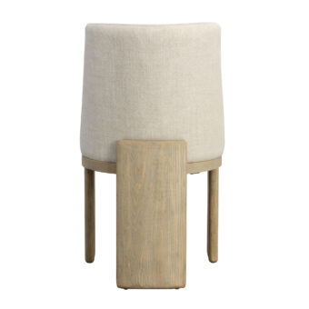 Dining chair by Dovetail in beige linen upholstery and light warm ash wood with a matte finish