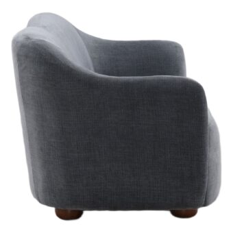 Sofa by Dovetail in grey polyester fabric, built with wood feet and an integrated backrest structure