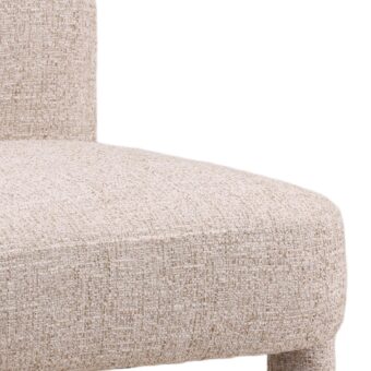 Dining chair by Dovetail in speckled beige polyester acrylic linen blend with a matte coarse woven upholstery finish