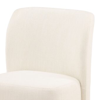 Accent chair by Dovetail Saoirse in off-white textured woven upholstery with a matte finish, curved backrest and seat