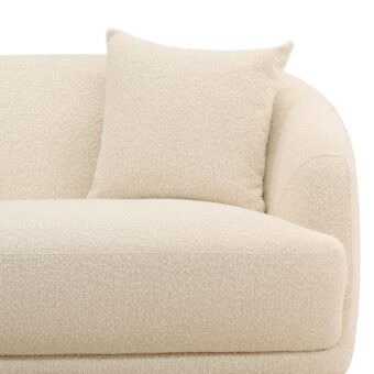 Sofa by Dovetail in cream textured boucle upholstery and hardwood frame with matte finish