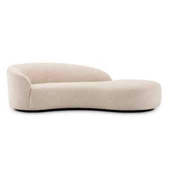 Sofa by Eichholtz in light beige Pausa Natural fabric with textured granular weave, resting on recessed black base