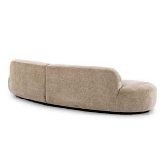 Sofa by Eichholtz Björn S in Lyssa Sand upholstery with a curved silhouette resting upon a dark matte finished plinth…