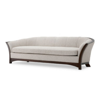 Sofa by Eichholtz Bleecker in Palmer Beige textured fabric featuring mahogany look wood frame with satin finish
