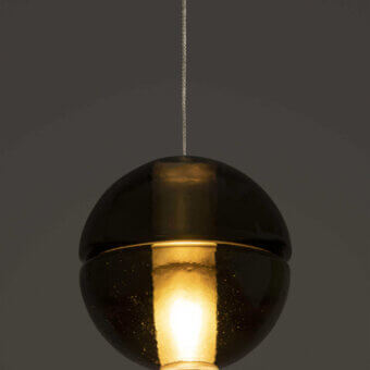 Captivating Bocci 14 Single Pendant suspension lamp with smoked grey cast glass and glossy surface