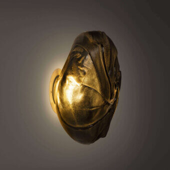Lavish Bocci 73 Wall/Ceiling Lamp with hand-blown glass pendants housed in folded ceramic, boasting a glossy golden tone