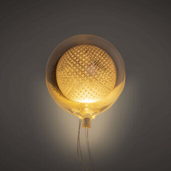 Distinguished Bocci 76 Surface Light crafted in hot white and clear glass with delicate copper mesh detailing