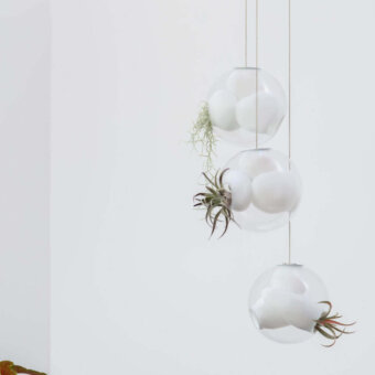Distinguished Bocci 38V Suspension Lamp with clear glass exterior and milk white interior, crafted in a gel-filled environment