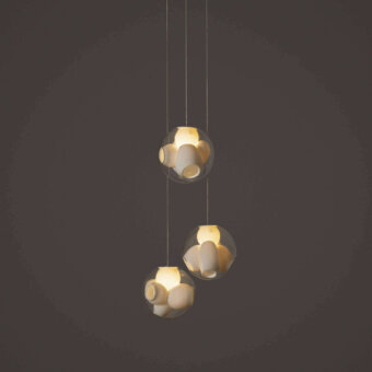 Captivating Bocci 38V Suspension Lamp with clear glass exterior and milk white lamp holder cavities within a spherical enclosure