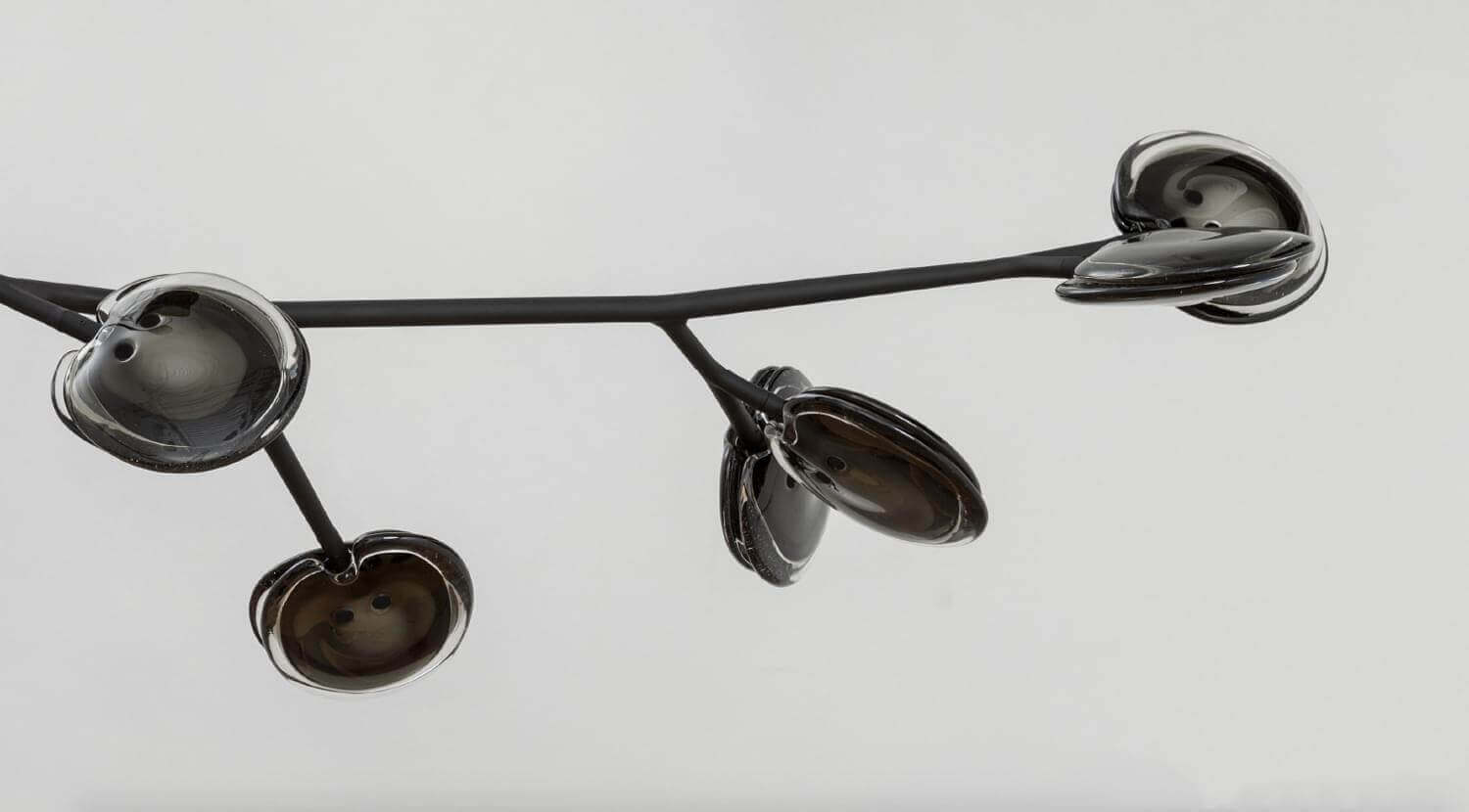 Captivating Bocci 16 Armature ceiling lamp with a steel armature system and hand-poured glass pods in varying grey tones with a soft-touch matt black finish
