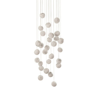 Captivating Bocci 118 Random Suspension Lamp with hand-blown glass pendants and white-powder coated rods