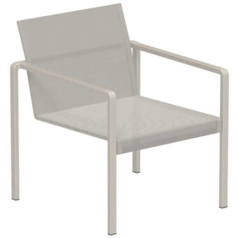 Alluring Royal Botania Alura lounger crafted with textured aluminum in light gray or beige, exhibiting geometric lines