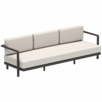 Exceptional Royal Botania Alura lounge sofa with geometric form and light-colored cushions in dark matte metal framing