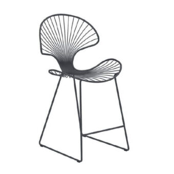 Sophisticated Royal Botania Ostrea stool inspired by organic form with anthracite coated stainless steel finish