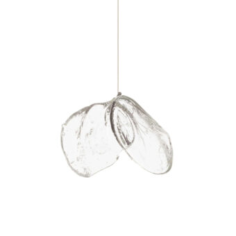 Exclusive Bocci 141 single suspension lamp crafted in clear glass with an asymmetrical droplet form and tonal finish
