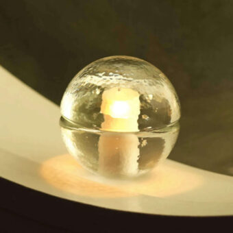 Elegant Bocci 14 Battery Portable Lamp Set crafted with textured clear glass shells and frosted interior cavities