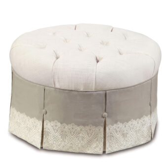 Eastern Accents Ledger White Round Ottoman