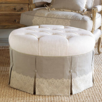 Eastern Accents Ledger White Round Ottoman