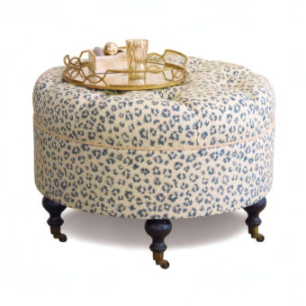 Eastern Accents Tabby Sapphire Round Ottoman