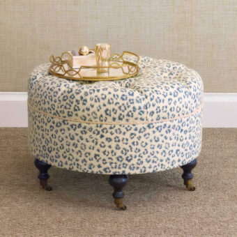 Eastern Accents Tabby Sapphire Round Ottoman