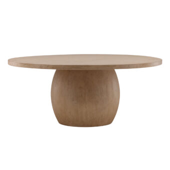 Dining table by Dovetail Belize in reclaimed pine wood with light warm wash finish and medium brown tone on bulbous…