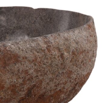 Bowl by Dovetail Eloro in natural stone with charcoal grey, reddish-brown, rust tones and semi-polished pitted finish