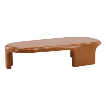 Coffee table by Dovetail Kevelyn in concrete with medium brown tone and gloss finish utilizing monolithic form