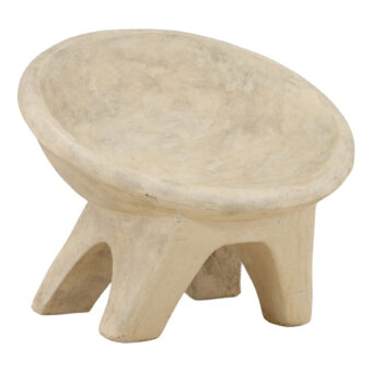Lounge chair by Dovetail in off-white cream solid molded material with a textured matte finish, featuring support feet