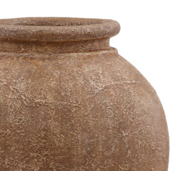 Planter by Dovetail in fiber cement with weathered terracotta brown, mottled beige and off-white matte textured finish