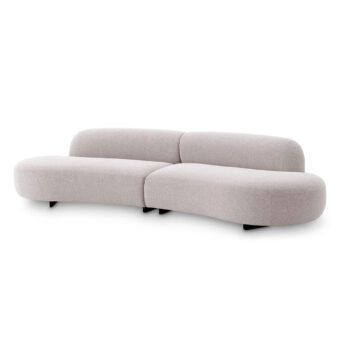 Sofa by Eichholtz Björn in light beige textured weave upholstery with black powder coated stainless steel legs and gaps