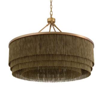 Suspension lamp by Eichholtz, model Tissot, featuring tiered drum chains made from metal with antique brass finish