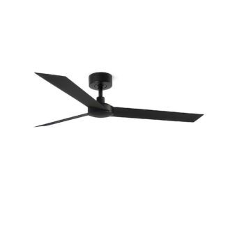 Ceiling fan by Faro Barcelona in matte black metal with three blades and six speeds controlled by a remote for…