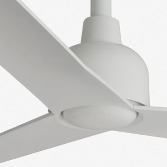 Ceiling fan by Faro Barcelona in white metal with three linear blades and an energy efficient motor for airflow control