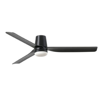 Ceiling fan by Faro Barcelona Punt Tub in black metal with matte finish, three blades, white diffuser and remote control