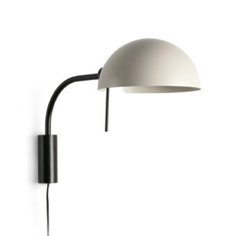 Lamp by Faro Barcelona in steel, featuring a curved arm, hemispherical shade, and solid mount with matte finish