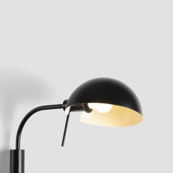 Wall lamp by Faro Barcelona Dominica crafted from steel with a matte black exterior and white interior shade