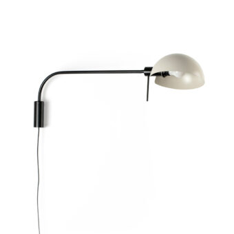 Wall lamp by Faro Barcelona in steel, featuring a matte black arm and an off-white satin domed shade