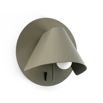 Wall lamp by Faro Barcelona in metal with a matte grayish-green finish, including an articulating structure and switch