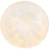 Ceiling light, white plastic, radial design with teardrop elements radiating from center, circular shape, diffused warm light, model 118 white.