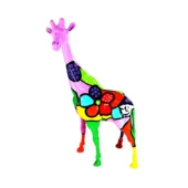 Distinguished Juliarte Giraffe Arti sculpture crafted in stone powder and fiberglass with vibrant floral patterns and a glossy finish