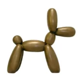Bronze balloon dog sculpture by Juliarte, polished metallic finish, rounded form, standing pose with tilted head.