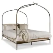 Woodbridge Furniture As Shown in Picture Removable Repel Stainguard Linen Headboard + Forged Steel Frame in Antique Black Finish
