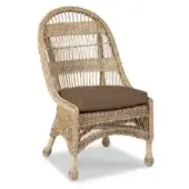 Woodbridge Furniture As Shown in Picture Brown Fabric Upholstery + Rattan Frame & Paper Loom Wicker Structure in Natural Finish
