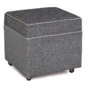 Eastern Accents As Shown in Picture Greek Key Patterned Fabric with Piping in Mack Heather + Casters in Matte Brass