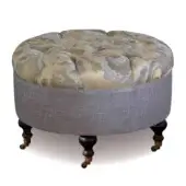 Eastern Accents As Shown in Picture Deep-Tufted with Fabric-Covered Buttons + Solid Wooden Legs in Espresso Finish & Matte Brass Casters