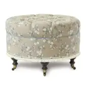 Eastern Accents As Shown in Picture Floral Embroidered Cotton + Espresso Solid Wooden Legs + Matte Brass Casters