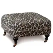 Eastern Accents As Shown in Picture Leopard Spot Cotton & Breeze Sand Piping + Espresso Solid Wooden Legs
