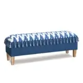 Eastern Accents As Shown in Picture Sombori Cerulean & Amador Ocean Upholstery with Tassels + Legs in Hand-Stained Natural Wood