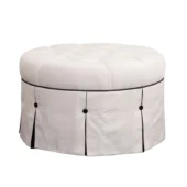 Eastern Accents As Shown in Picture Sterling Ivory Fabric & Black Fabric Kick Pleats + Espresso Stained Wooden Legs