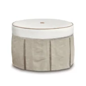 Eastern Accents As Shown in Picture Scarpa Pearl Feaux Leather & Sterling Latte Fabric + Limestone Stained Wooden Legs